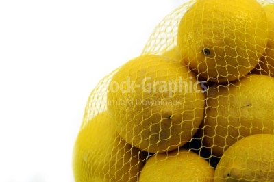 Bag of lemons isolated on white
