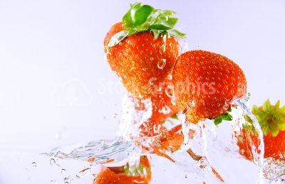 Bubbly fruit, strawberries - Stock Image