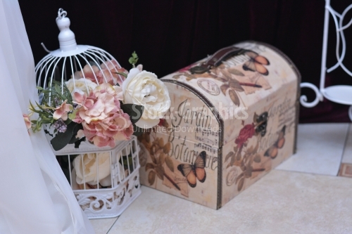 Cage and a money box for wedding day