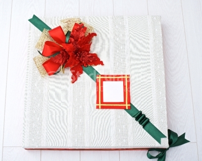 Christmas gift box with red bow