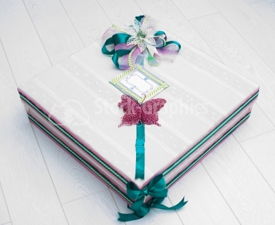 Gift box with pink buterfly