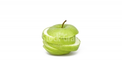 Green apple in slices