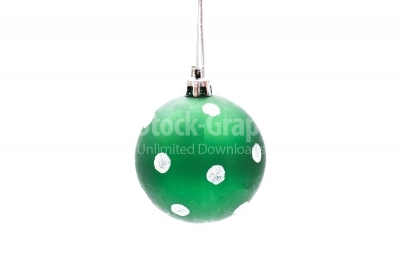 Green Christmas Baubles with a white background
