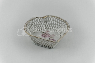 Heart shaped decorative plate porcelain on white