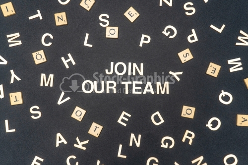 JOIN OUR TEAM word written on dark paper background. JOIN OUR TEAM text for your concepts
