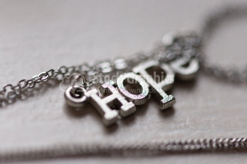 Metal text with hope