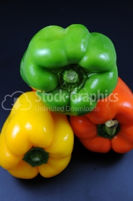 Miscellaneous colored peppers - Stock Image