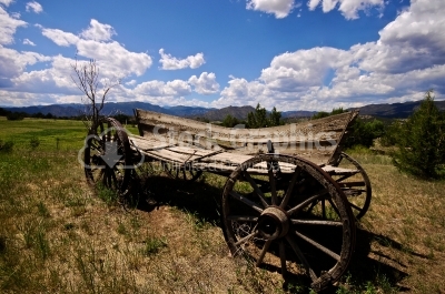 Old wagon in foreground