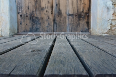 Old wood background with blurred door