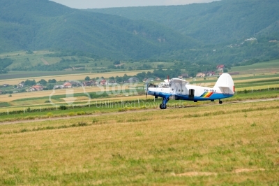 Plane landing on an isolated field 