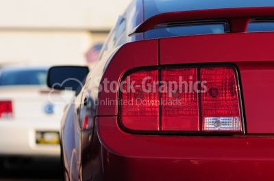 Red car headlight - Stock Image