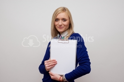 Sexy girl with a clipboard