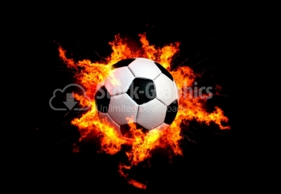 Soccer ball on fire. Illustration on black background
