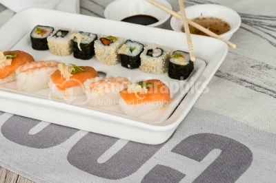 Sushi mix with sauce