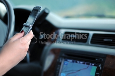 Transportation and vehicle concept - man using phone while drivi