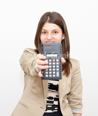 Woman with a calculator in her hands