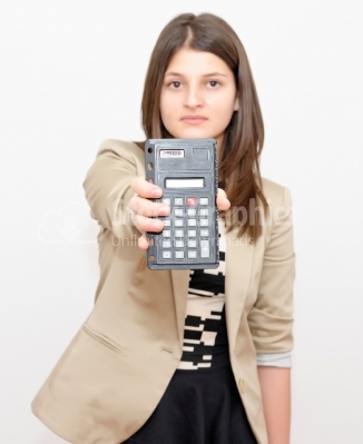 Woman with a calculator in her hands
