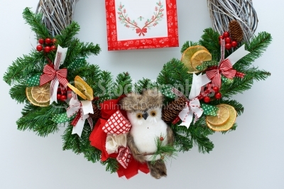 Wreath close up with owl