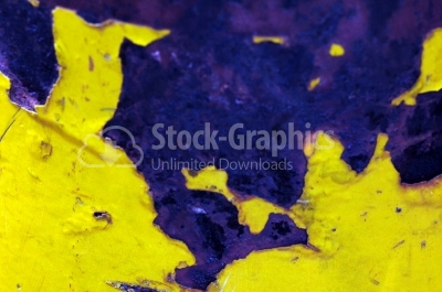Yellow and purple painted metal with rust texture