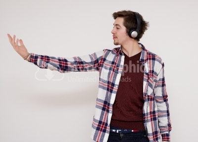 Young man enjoying music 
