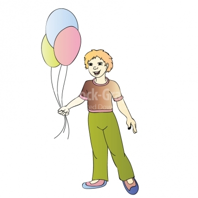 Boy with balloons - Illustration