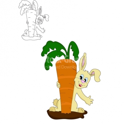 Bunny with Carrot - Illustration