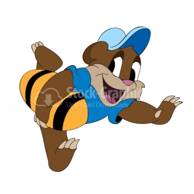 Cartoon bear holding a rugby ball