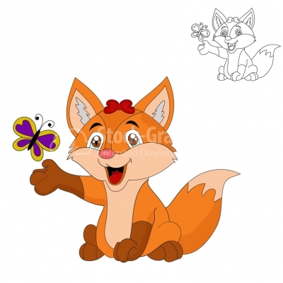 Cute Fox playing - Illustration