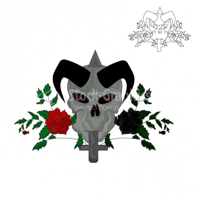 Double Winged Skull & Roses