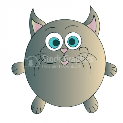 Happy Gray Cat - Illustration