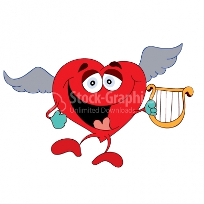 Heart playing harp