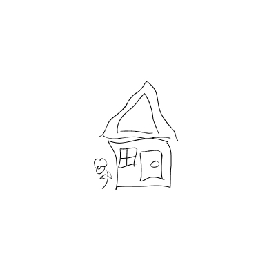 House Doodle Black and White Vector Clipart