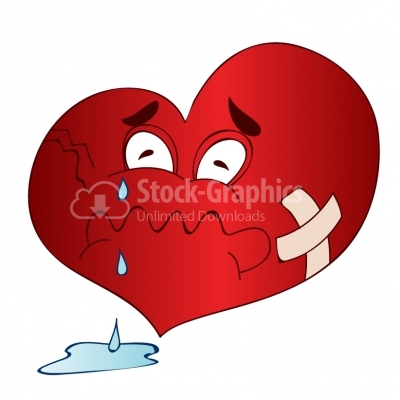 Sad broken heart cartoon Illustration 