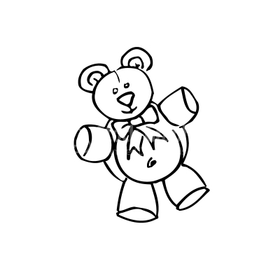 Teddy bear Doodle Black and White Vector Clipart