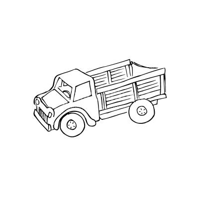 Truck Doodle Black and White Vector Clipart