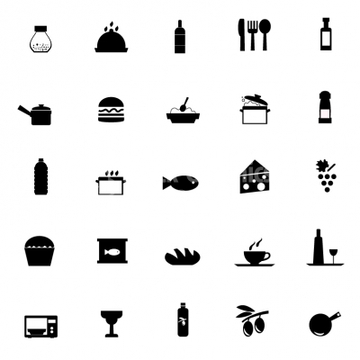 Vector black kitchen and food icon