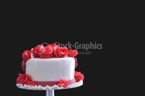 A little ugly cake with red marzipan roses