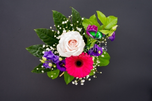 Above view of bouquet of flowers