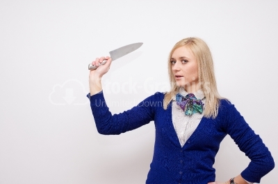 Angry woman with knife