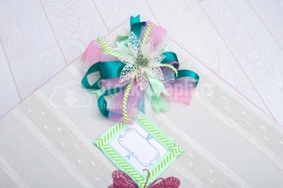 Artificial flower on gift box