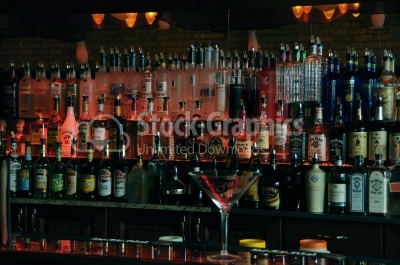Bar and bottles - Stock Image