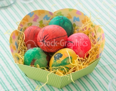 Basket with easter eggs