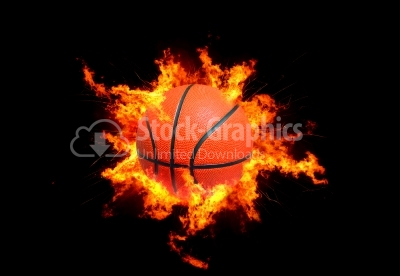 Basketball on fire or burning Basketball