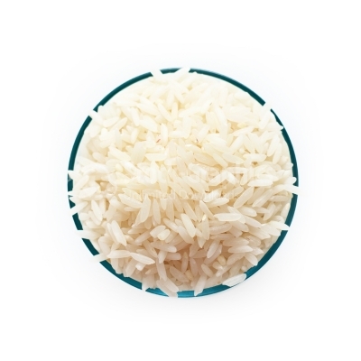 Basmati rice in a bowl isolated on white background