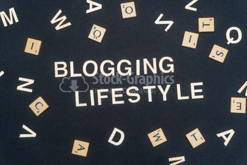 BLOGGING LIFESTYLE word written on dark paper background. BLOGGING LIFESTYLE text for your concepts