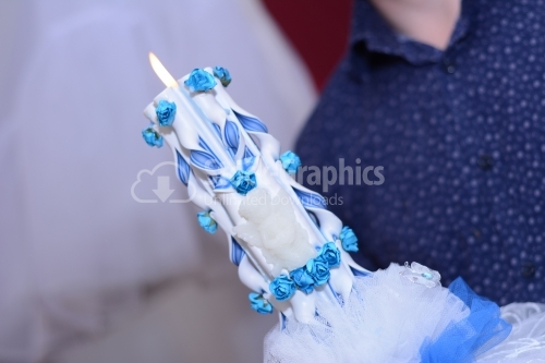 Blue candle for wedding