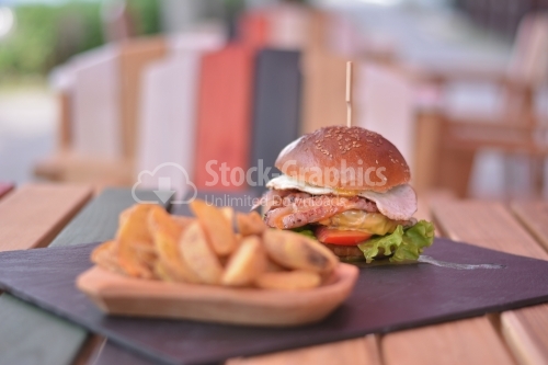 Burger menu on the fast food table