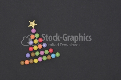 Candies Christmas tree, top view