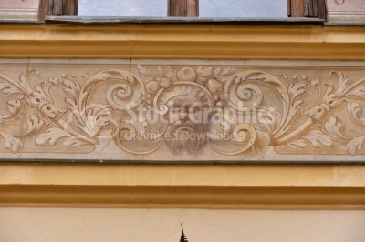 Castle in Romania. Detail of Peles Castle, beautiful Neo-Renaiss