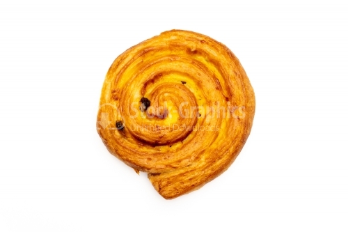Cinnamon raisin roll cake isolated on white background